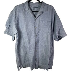 Tommy Bahama Silk Shirt‎ Mens XL Blue Short Sleeve Button Up Camp Aloha